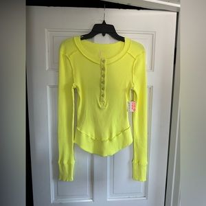 Free people movement rally layering long sleeve Henley ribbed top